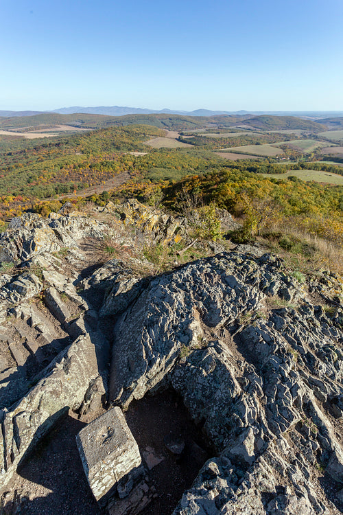 Cserhát mountains view from the castle of Szanda