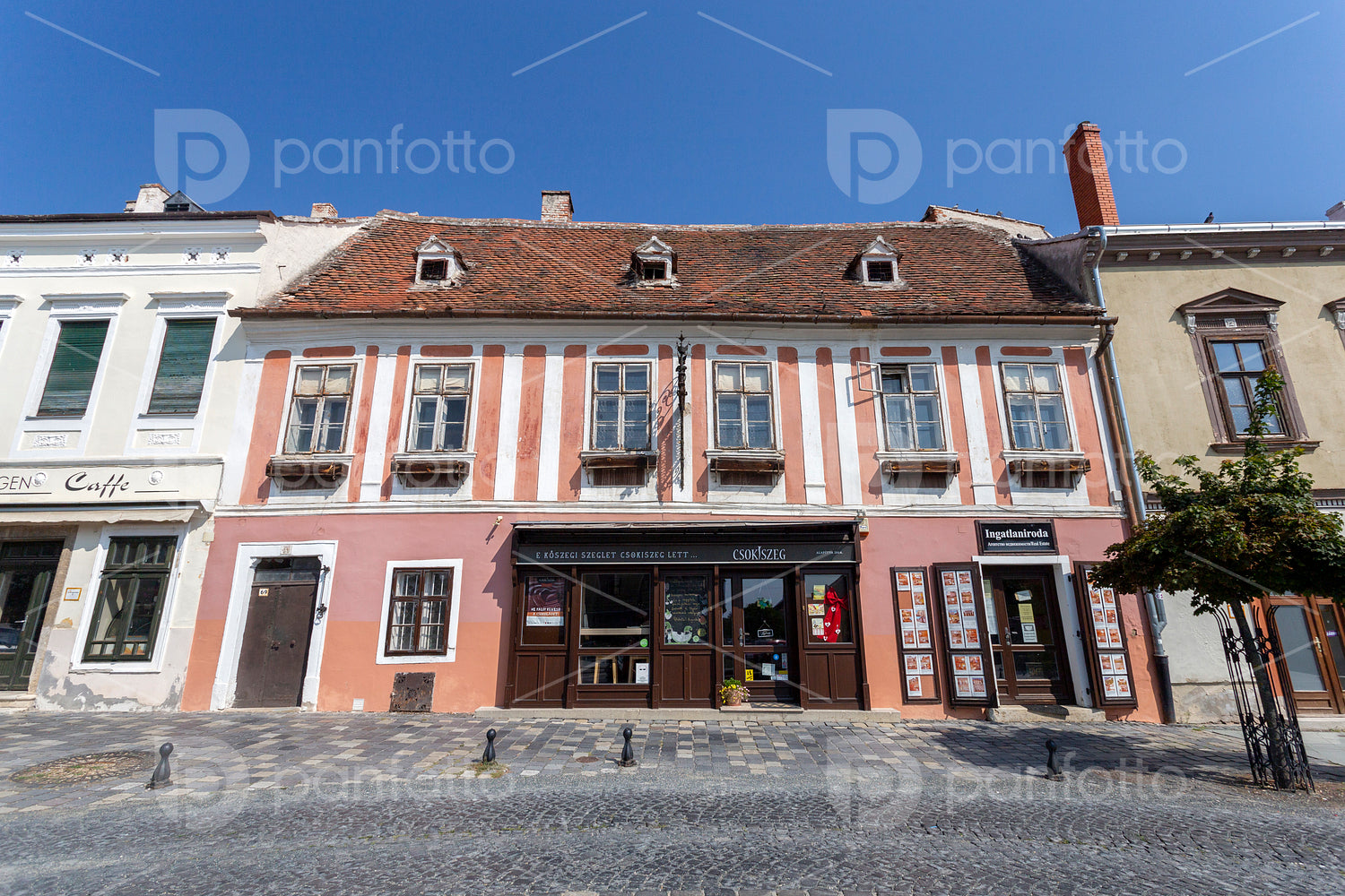 Old buildings on the main square of Koszeg, Hungary