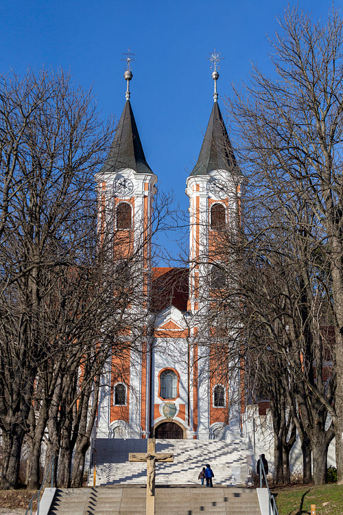 Facade of the Basilica of Mariagyud in Hungary