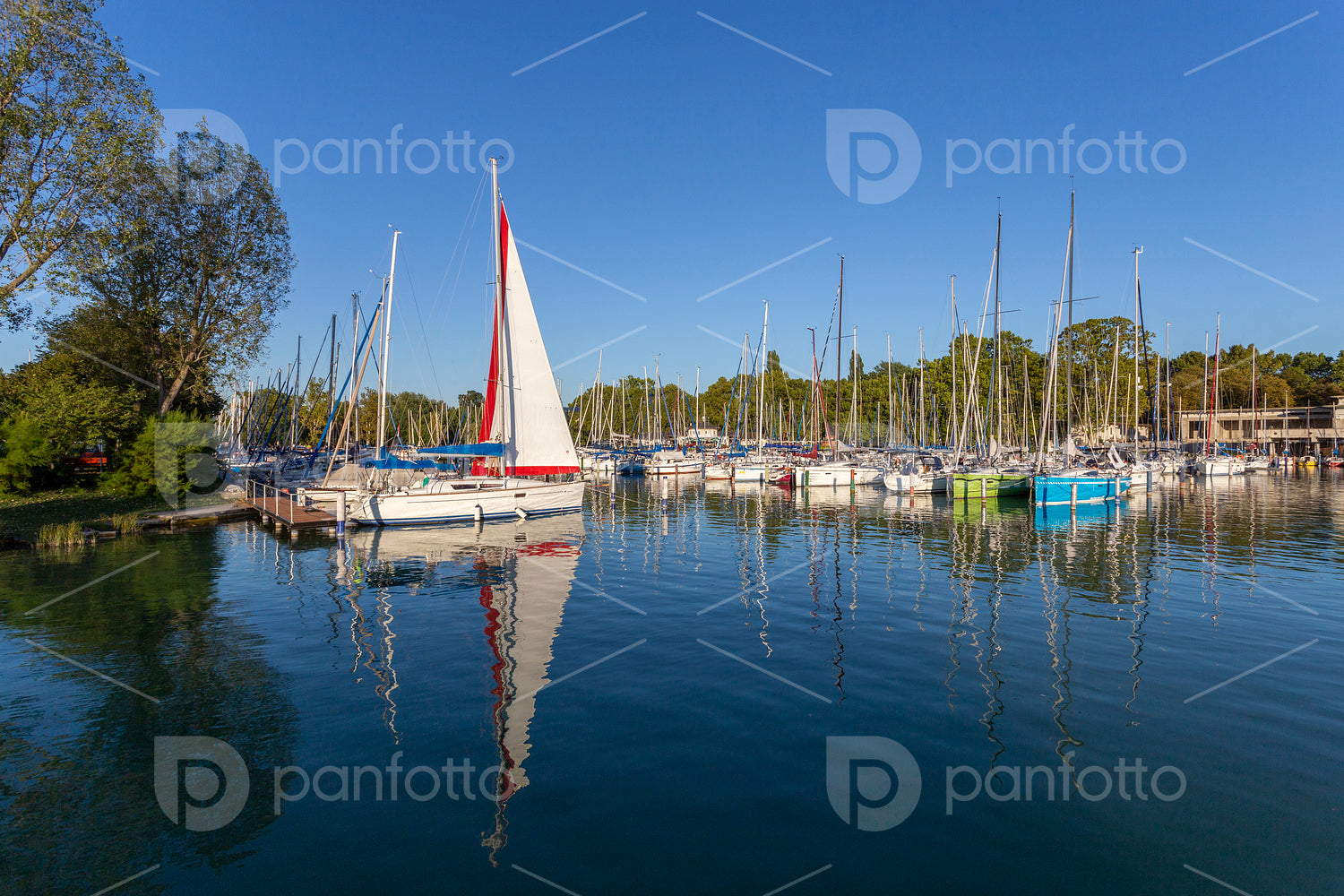 Port of Balatonfoldvar, Hungary in the evening.