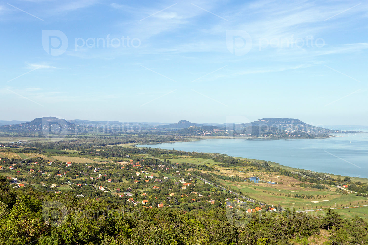 Lake Balaton with the Badacsony mountain in the background.