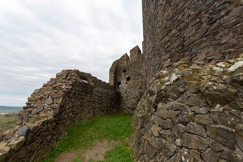 Hollókő castle on a cloudy autumn day