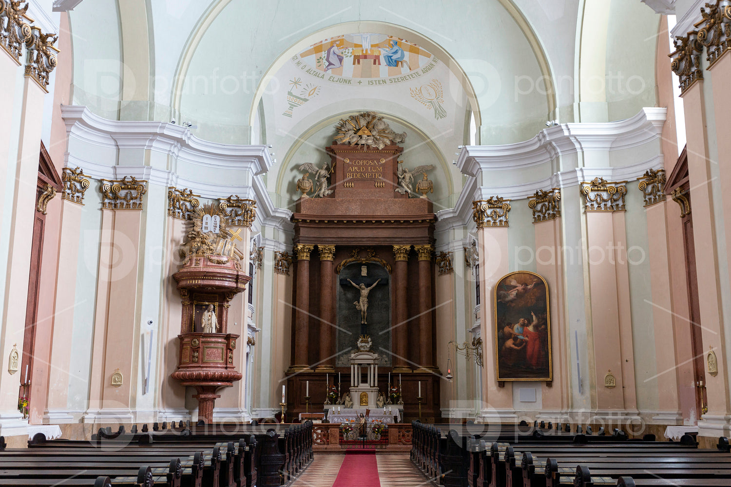 Interior of the catholic church in Tata