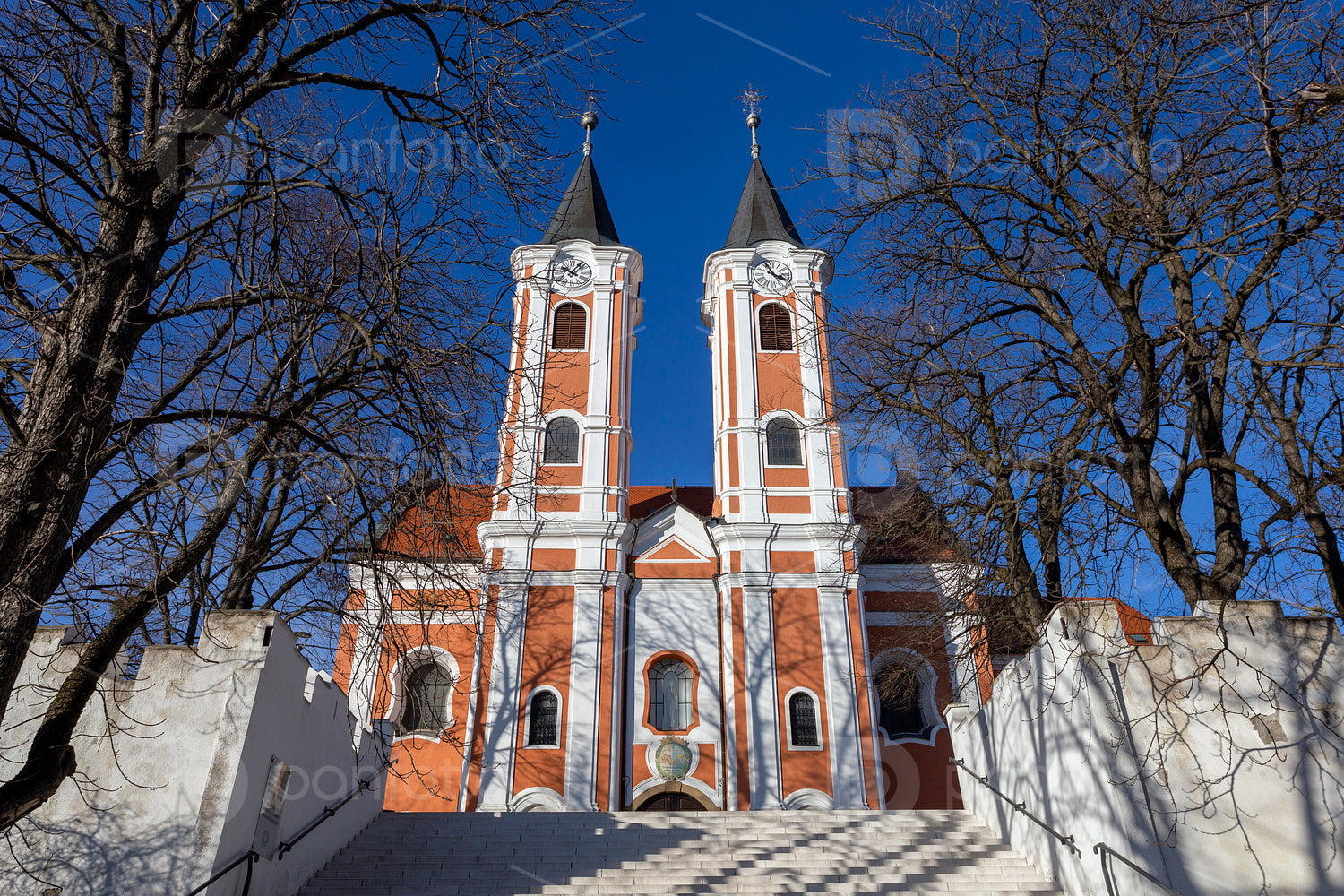 Facade of the Basilica of Mariagyud in Hungary
