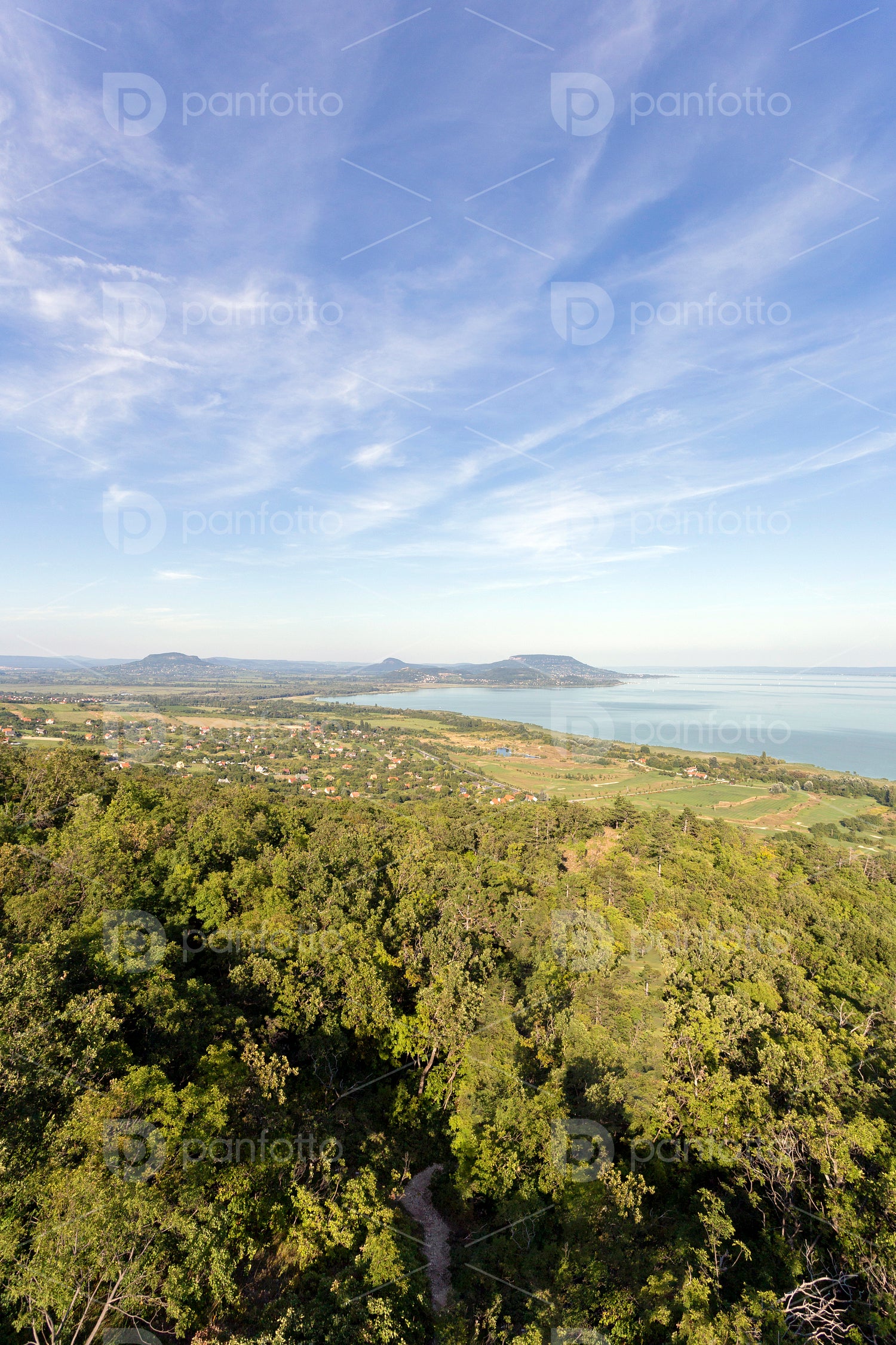 Lake Balaton with the Badacsony mountain in the background.