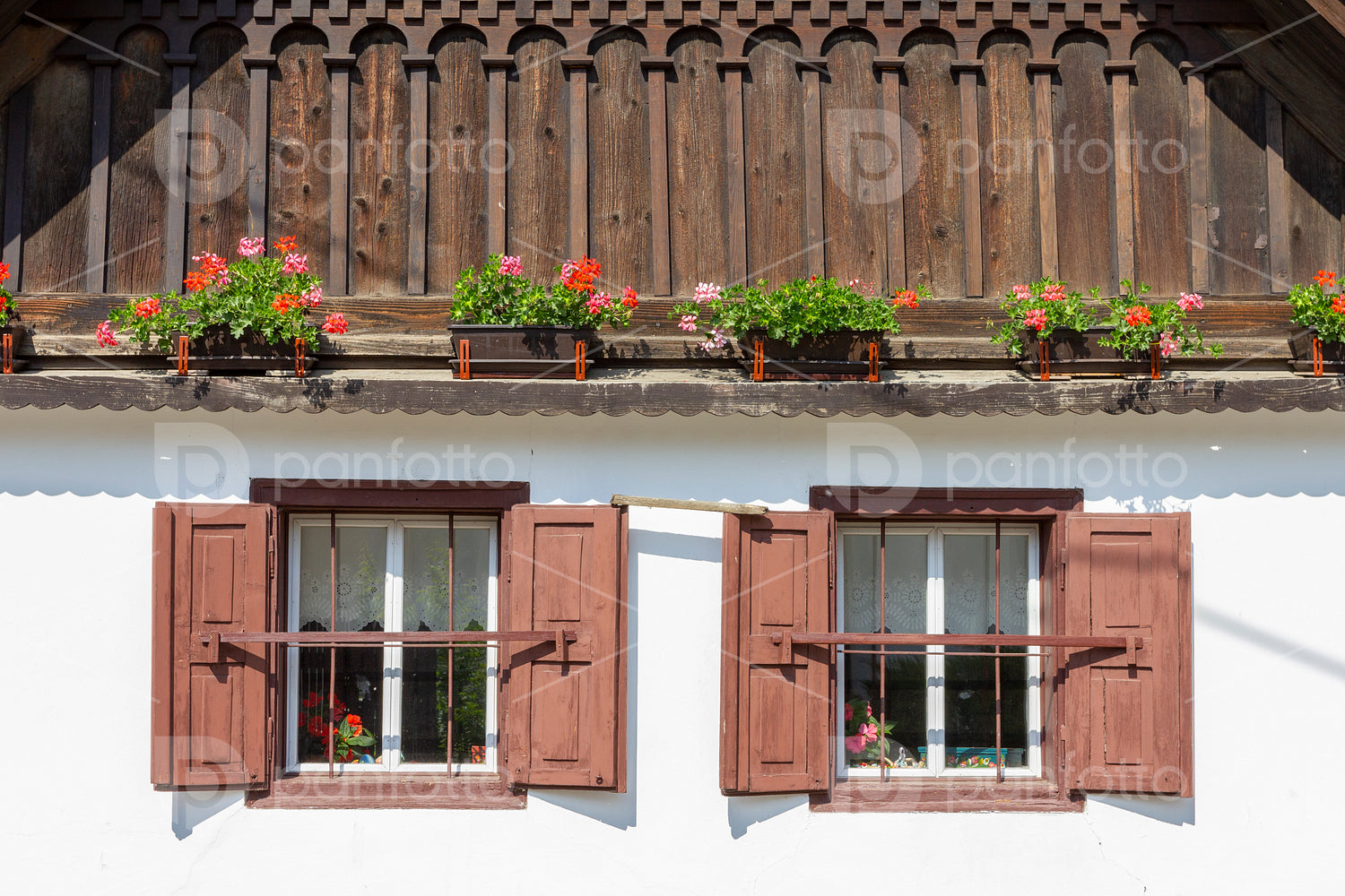 Traditional Matyo houses in Mezokovesd, Hungary.
