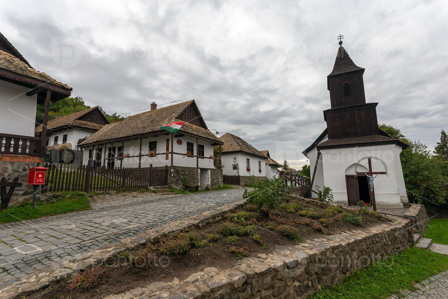 Traditional village houses in Hollókő