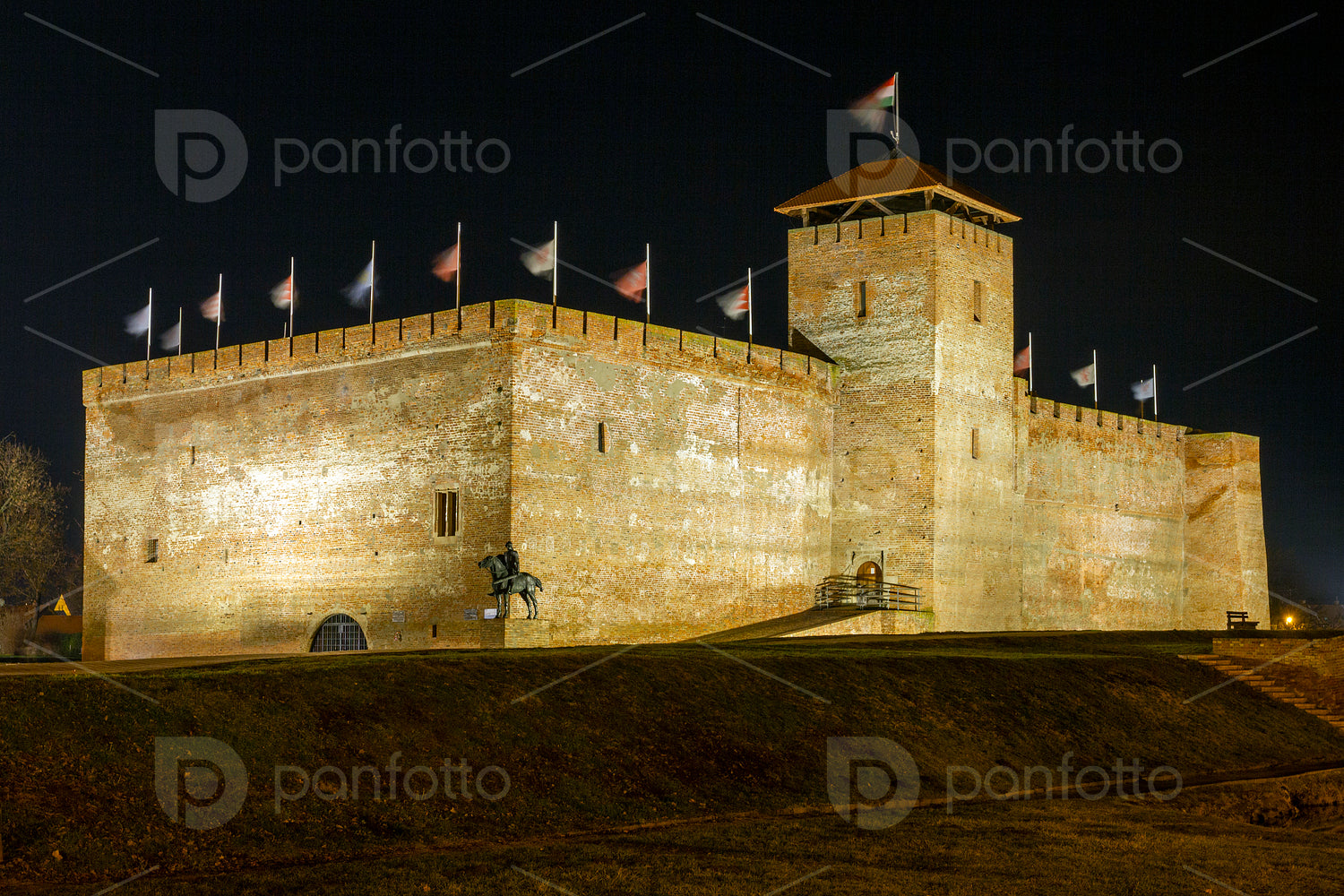 Gyula Castle in Gyula on a winter night