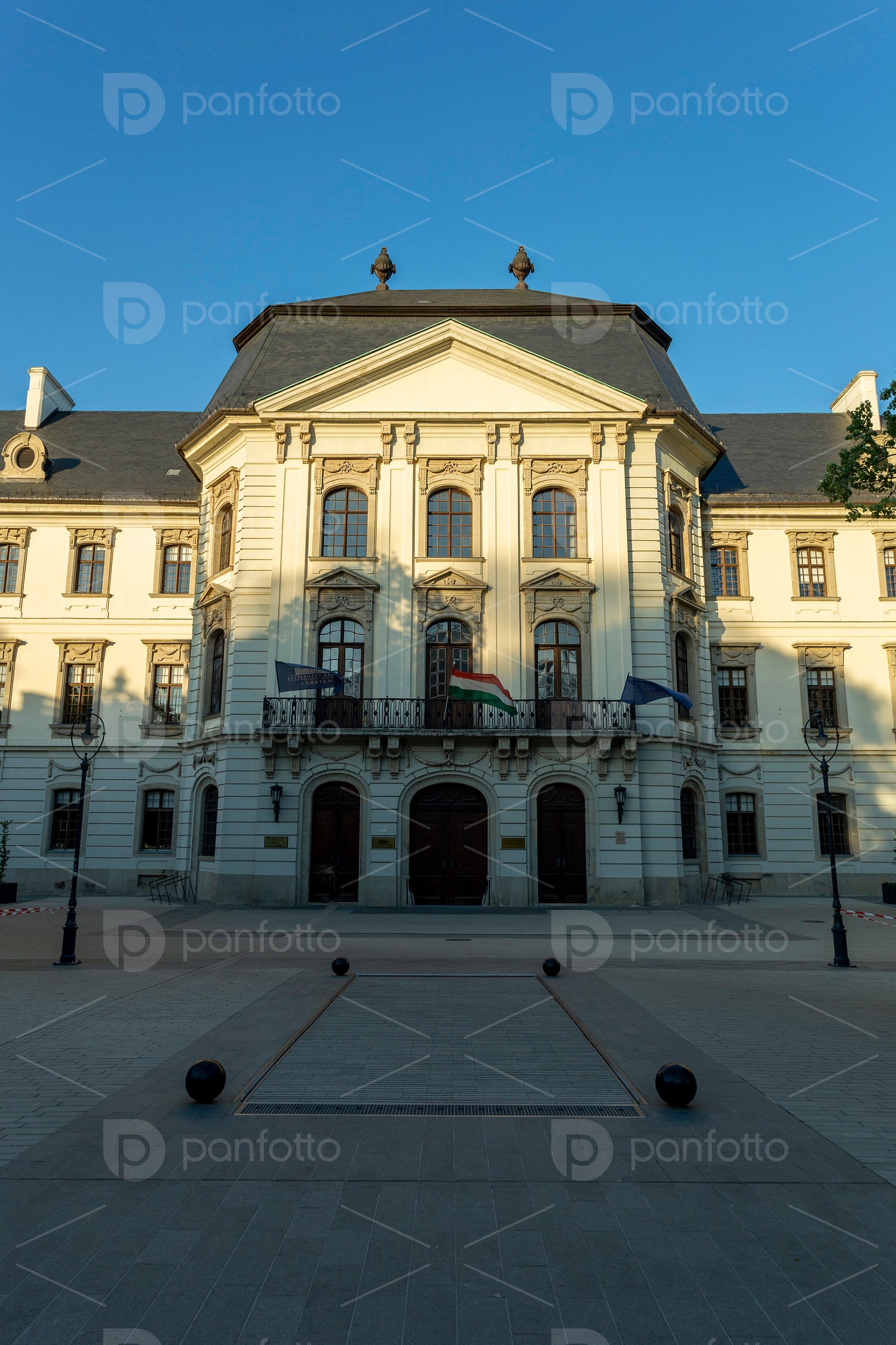 Entrance of the Esterhazy University in Eger, Hungary.