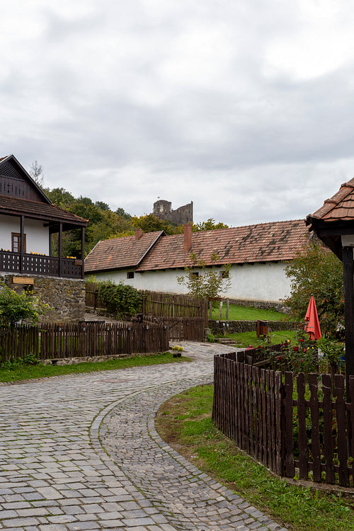 Traditional village houses in Hollókő
