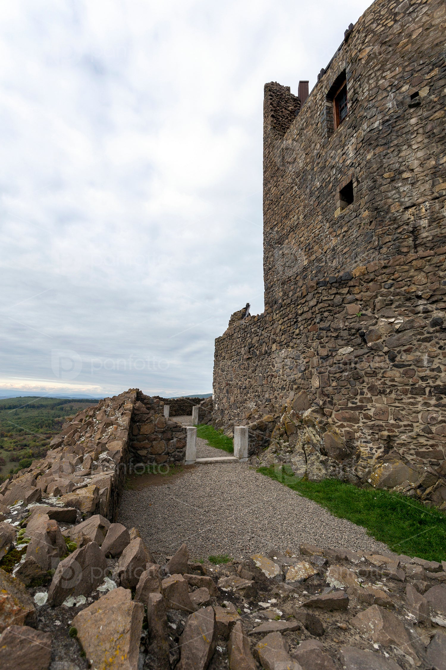 Hollókő castle on a cloudy autumn day