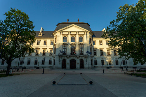 Entrance of the Esterhazy University in Eger, Hungary.