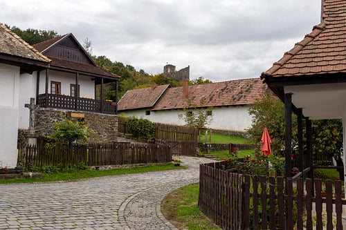 Traditional village houses in Hollókő