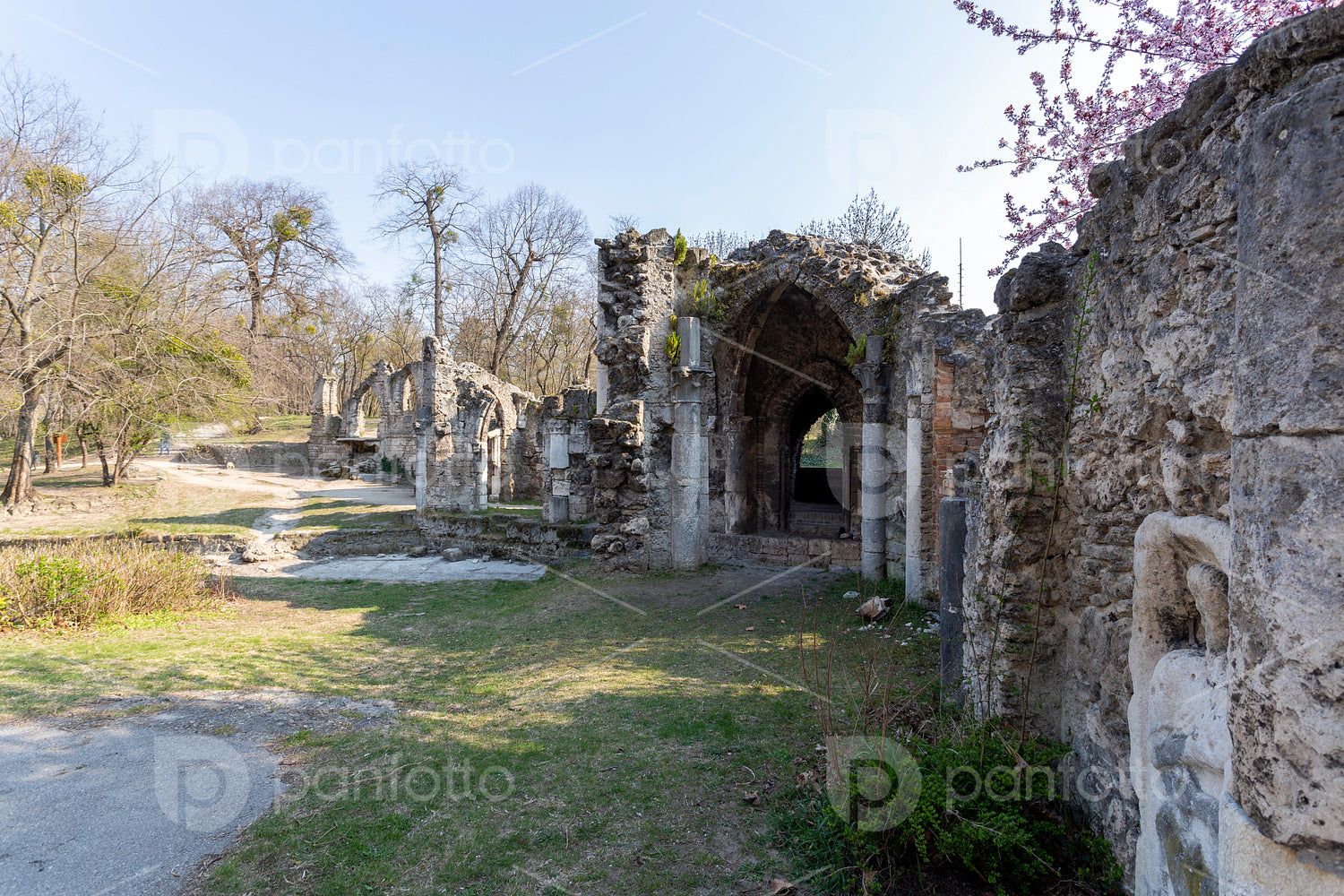Artificial ruins in the english garden of Tata, Hungary.