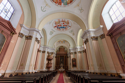 Interior of the catholic church in Tata