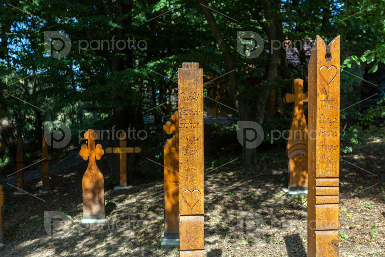 The garden of wooden grave posts