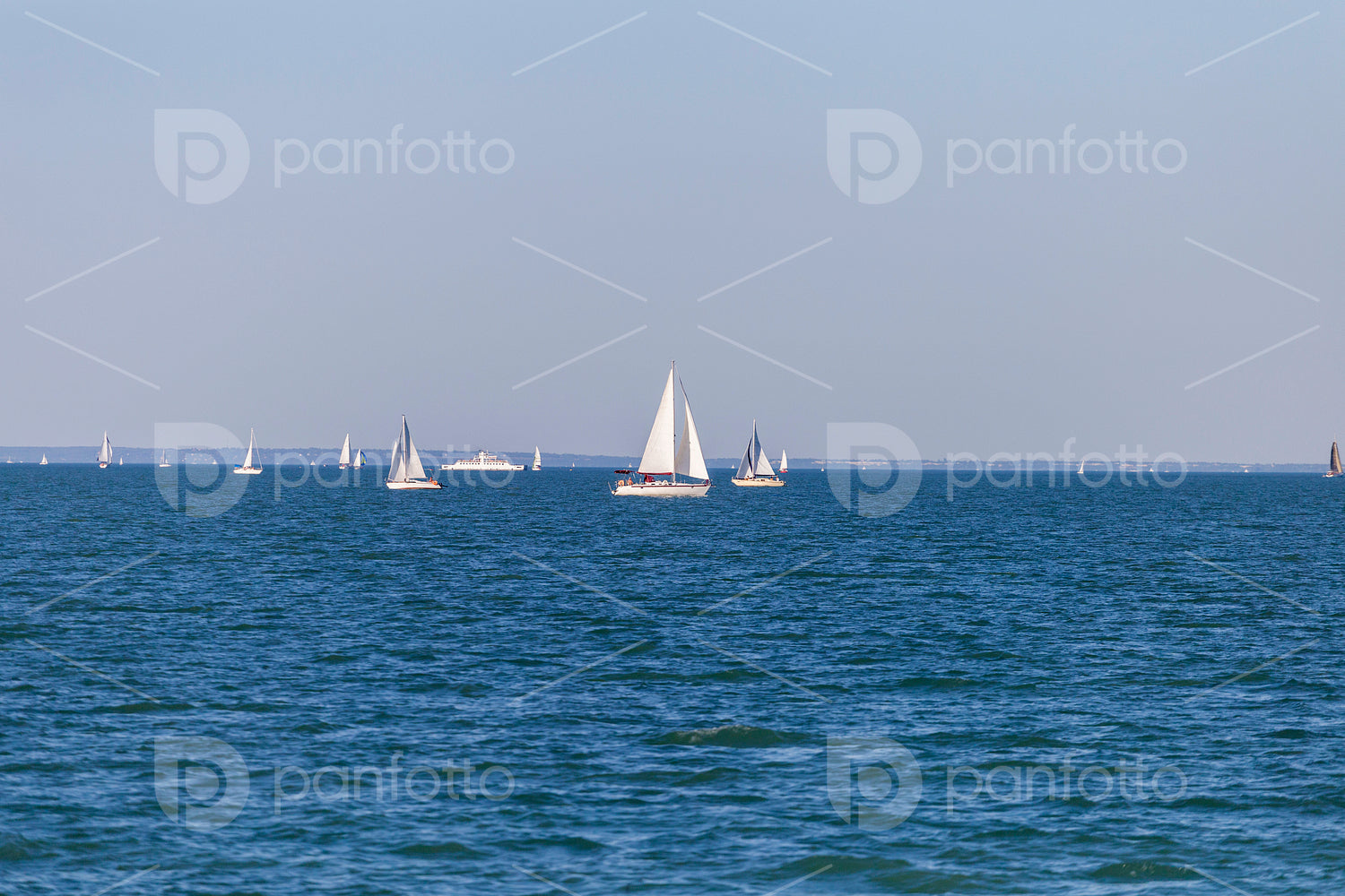 Sailboats in the Lake Balaton, Hungary on a summer day.