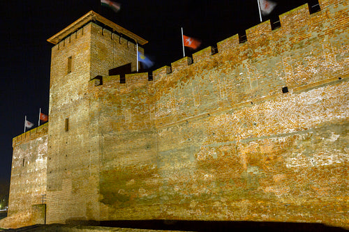 Gyula Castle in Gyula on a winter night