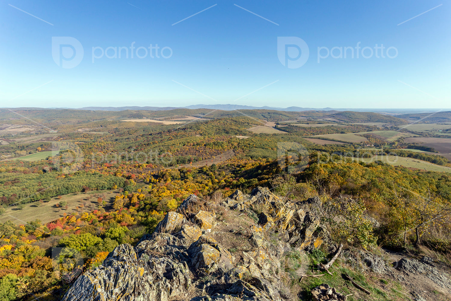 Cserhát mountains view from the castle of Szanda